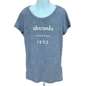 Abercrombie Spell Out Logo Short Sleeve T-shirt Girls Gray Top Size XL